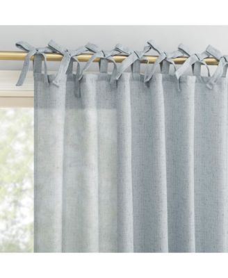 Roxy Generation Slub Texture Tacked Bow Semi-Sheer Tie Top Curtain Panel