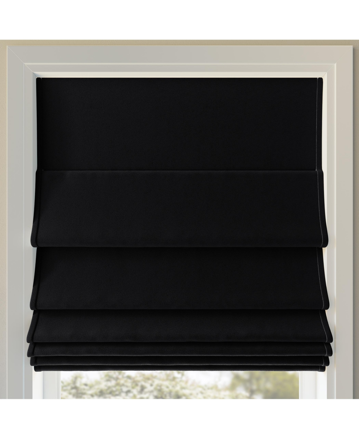 Morin Velvet 100% Blackout Cordless Roman Shade - Black