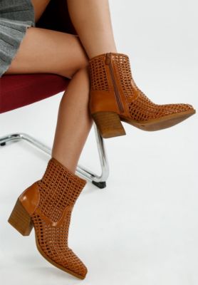 Rag and Co Womens Artisole Woven Pleather Block Boots