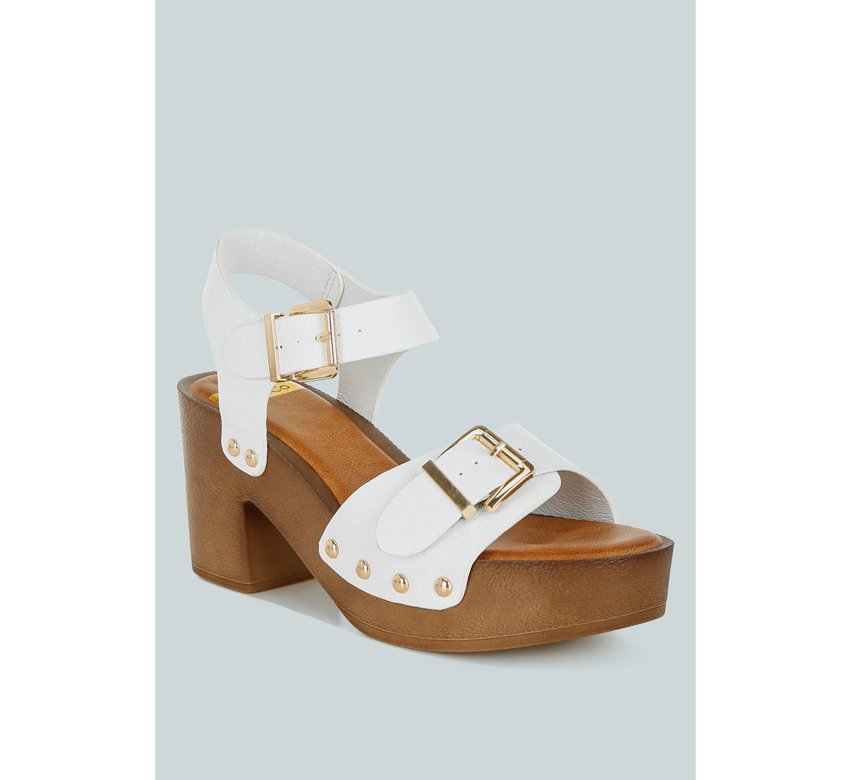 Ompasa Genuine Leather Clog Sandals - White