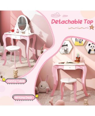 Pretend Kids Vanity Set with 360° Rotatable Mirror and Play Accessories