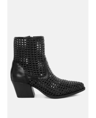 Womens Artisole Woven Pleather Block Boots