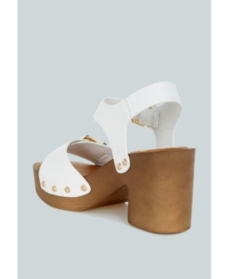 Rag and Co Womens Ompasa Genuine Leather Clog Sandals