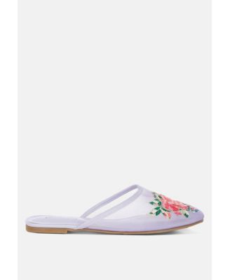 Shara Floral Embroidered Mesh Mules