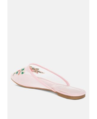 Shara Floral Embroidered Mesh Mules