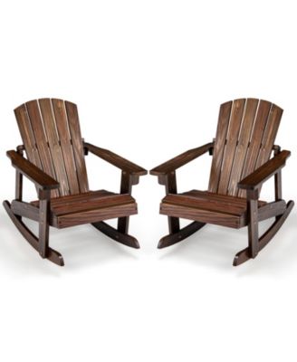 Outdoor Wooden Kid Adirondack Rocking Chair with Slatted Seat