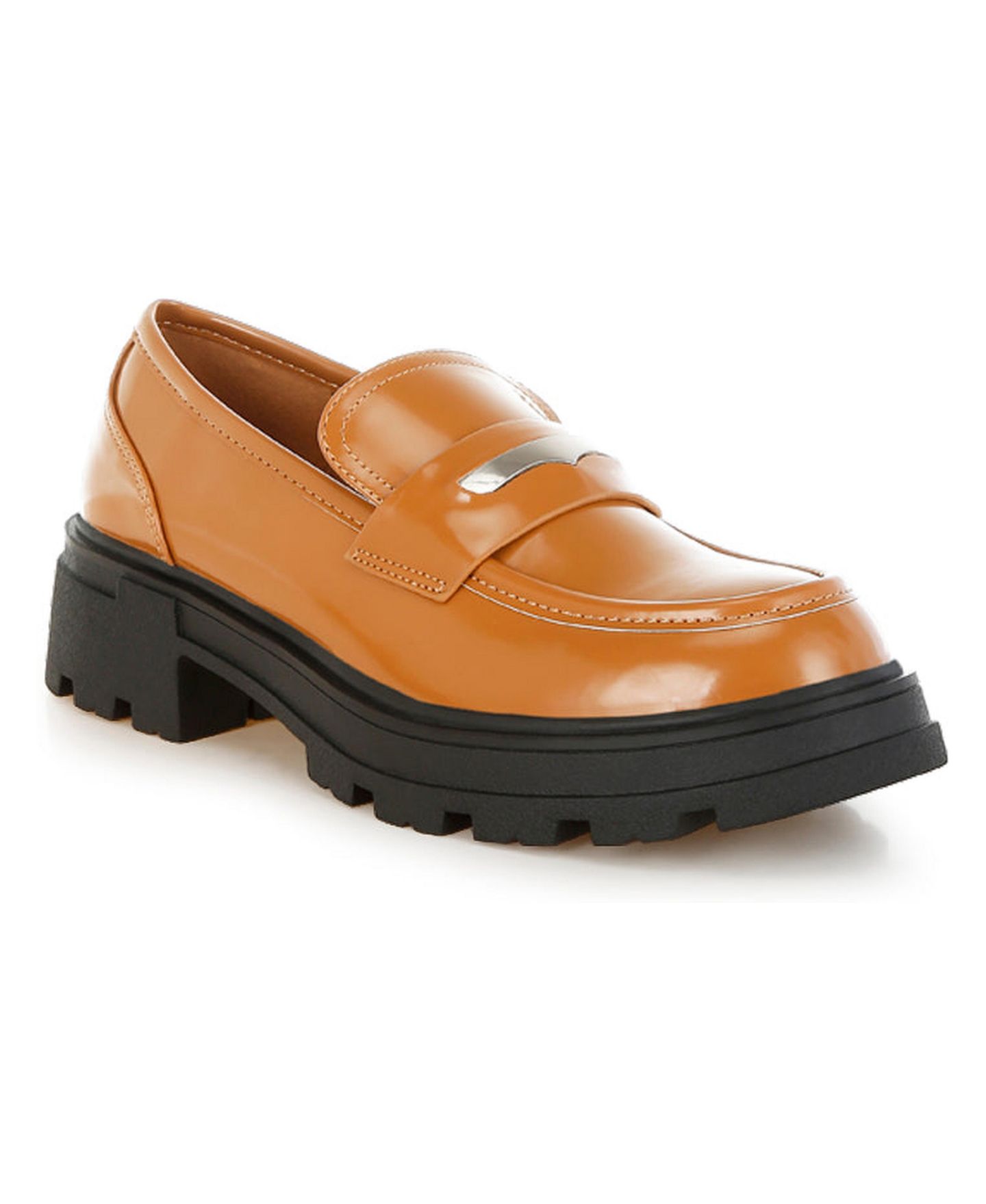 Женские туфли London Rag Gleam Stride Faux Leather Chunky, цвет: Бежевый / Хаки — фото 2