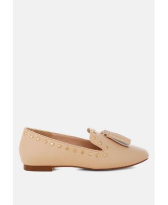 Philoha Studs & Tassels Detail Flat Loafers