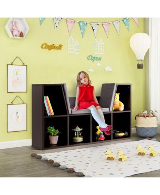 6-Cubby Kid Storage Bookcase Cushioned Reading Nook