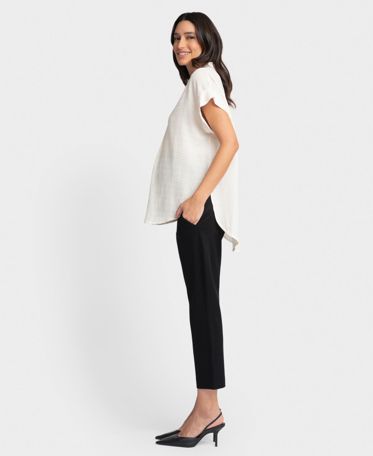SERAPHINE WOMEN'S MATERNITY TEXTURED BLOUSE TOP 