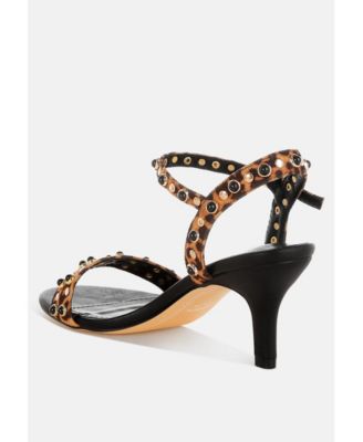 Laro Studs & Pearls Detail Leopard Sandals