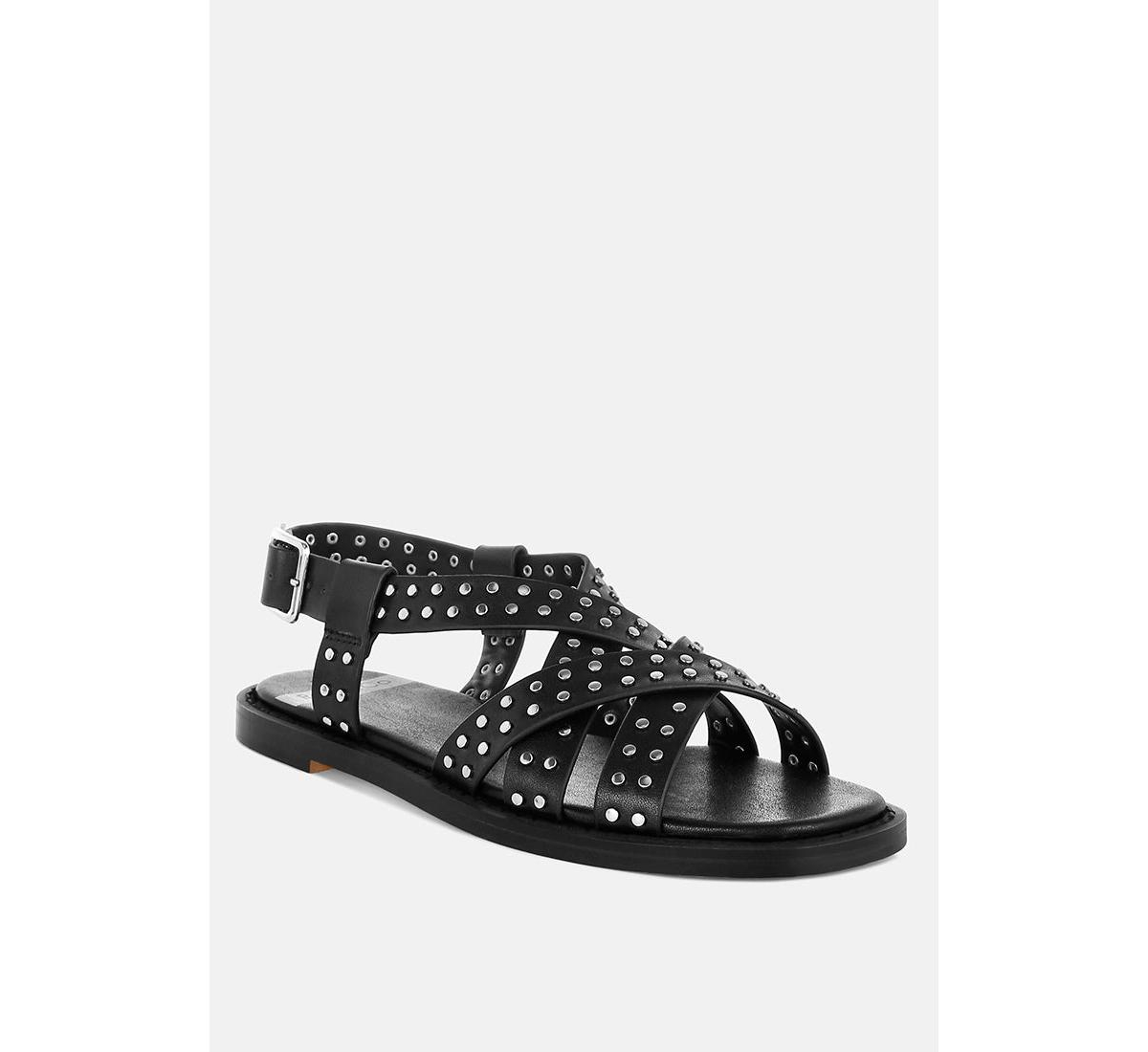 Anemone Studded Flat Gladiator Sandals - Tan