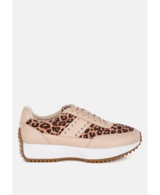 Womens Lepark Real Leather Leopard Print  Sneakers