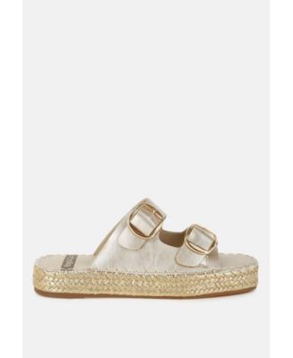 Miova Metallic Buckle Detail Espadrille Flatforms
