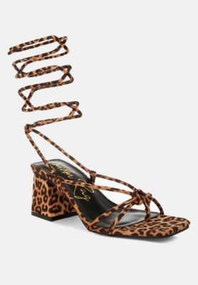 Womens Piani Leopard Print Square Toe Heels