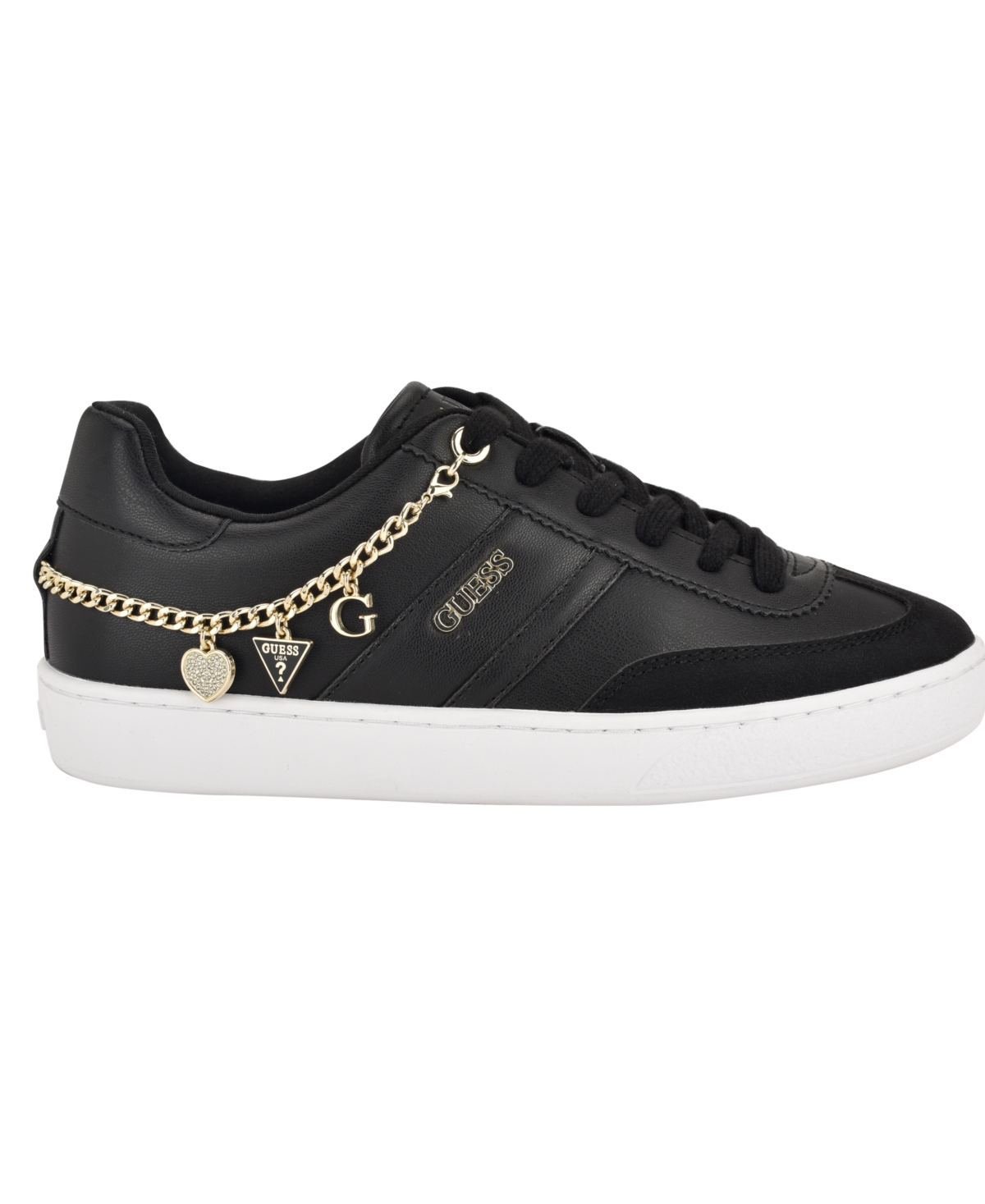 Guess Women's Naoko Charms Lace-up Court Sneakers In Black
