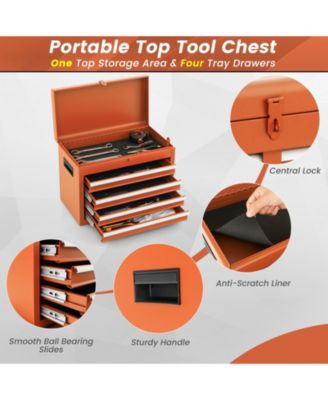 2-in-1 Rolling Tool Chest with 5 Sliding Lockable Drawers