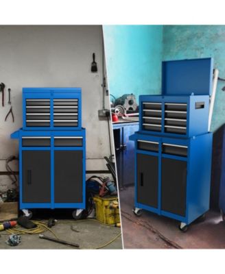 2-in-1 Rolling Tool Chest with 5 Sliding Lockable Drawers