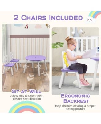 Wood Activity Kids Table and Chair Set with Center Mesh Storage