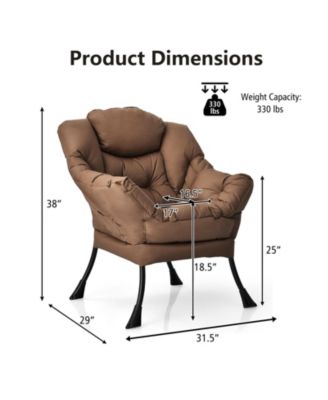 Modern Polyester Fabric Lazy Chair with Steel Frame and Side Pocket
