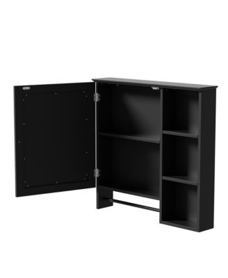 Wall Mounted Bathroom Storage Cabinet, Medicine Cabinets with large mirror door, adjustable shelves and three open storage levels