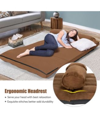 48" x 44.5" x 23" 6-Position Foldable Floor Sofa Bed with Detachable Cloth Cover