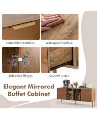 Mirrored Buffet Cabinet with 2 Drawers and 1 Door for Living Room