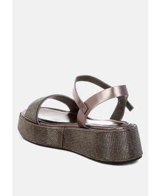 Nensis Rhinestone Embellished Flatform Sandals