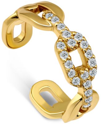 Cubic Zirconia Link Adjustable Toe Ring in Sterling Silver (also in 18k Gold-Plated Sterling Silver)