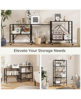 5-Tier Foldable Storage Shelf with Wheels