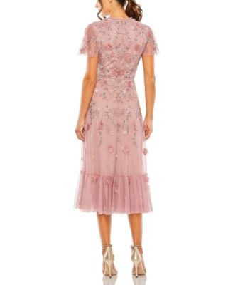 Women's Embellished High Neck Cap Sleeve A Line Dress