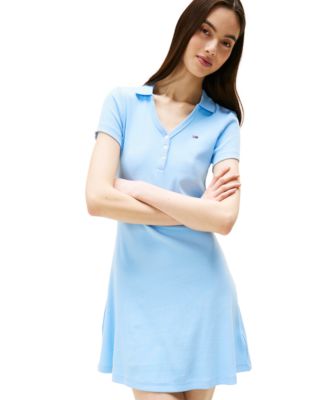 ●  JEANS ● Fit and Flare Polo Dress Tommy Jeans Women's Fit & Flare Ribbed Polo Dress - Macy's