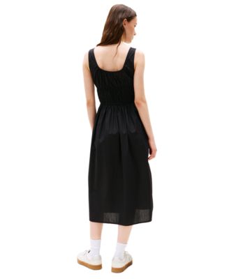 Women's Cotton Smocked-Waist Midi Dress