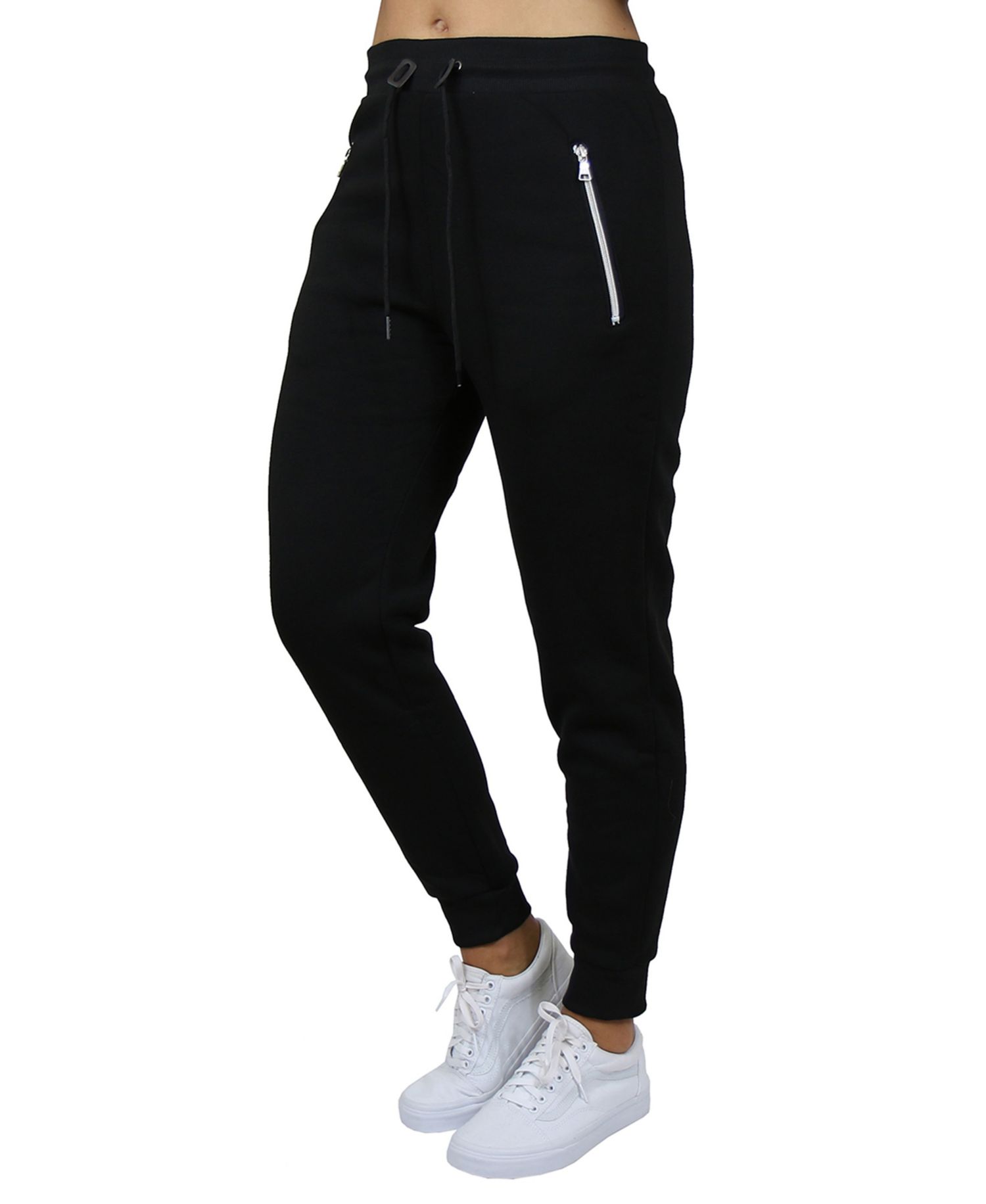 Women's Loose Fit Fleece Lined Jogger Sweatpants with Zipper Pockets