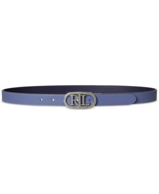 Lauren Ralph Lauren - Oval-Logo Reversible Leather Skinny Belt