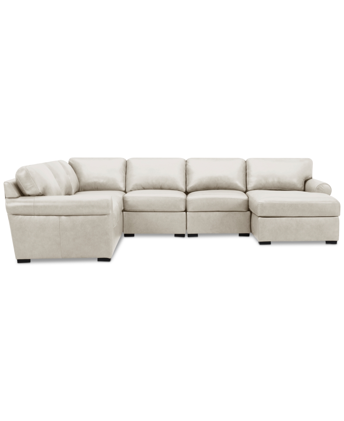 Macy's Radley Roll Arm 132" 6-pc. Leather Square Corner Chaise Sectional, Exclusively At