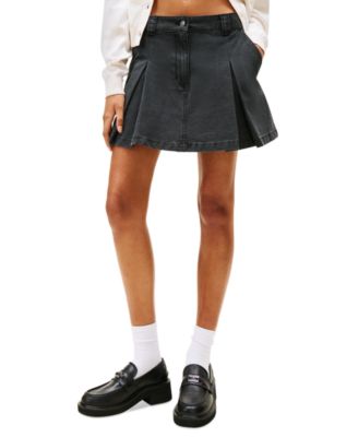 Women's Cotton Canvas Pleated Mini Skirt