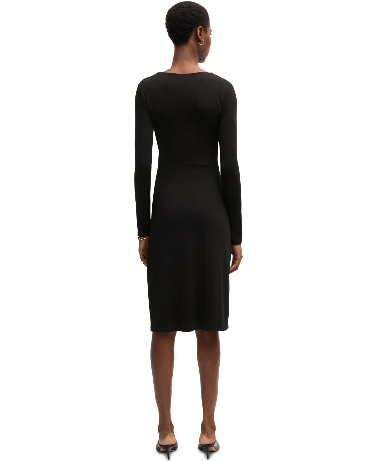 Hugo Boss Boss By  Women's Stretch Crepe Twist-front Dress In Black