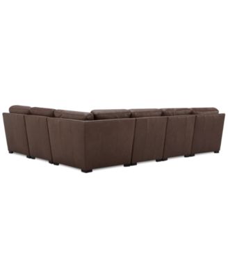 Radley Roll Arm 132" 6-Pc. Leather Square Corner Chaise Sectional