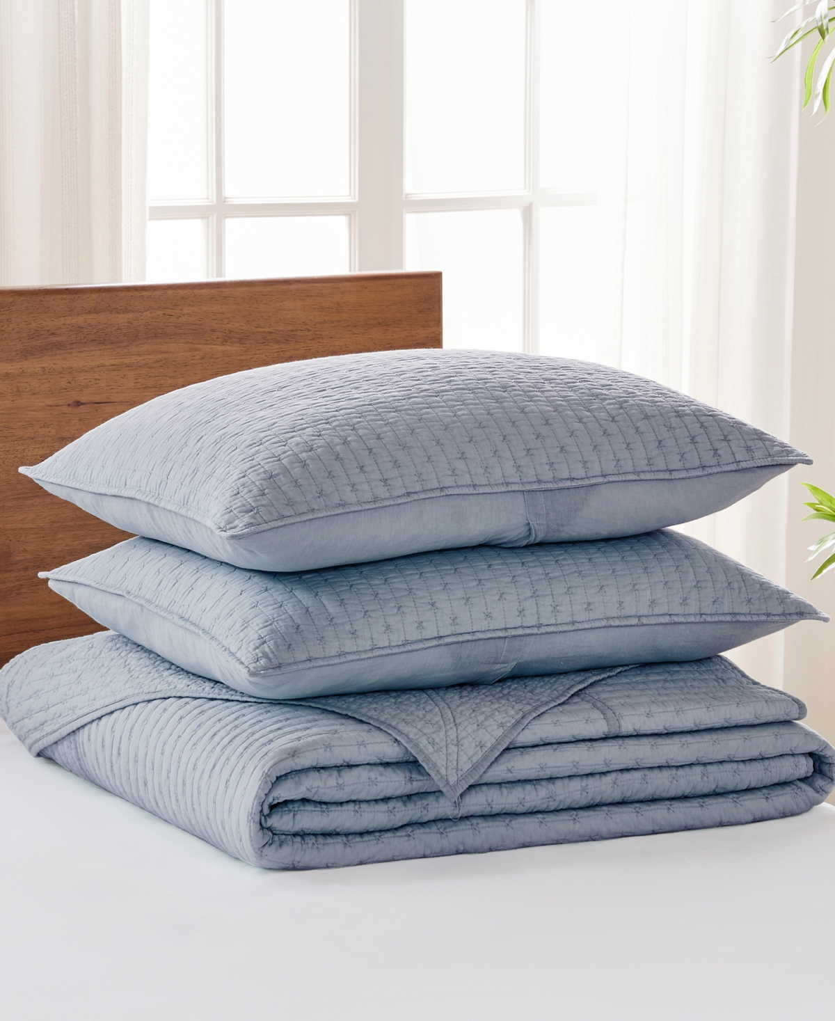 Levtex Cross Stitch Stitching 3-pc. Bedspread Set, Full In Chambray