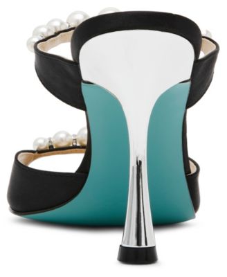 Women's Lacy Embellished Satin Heeled Mules