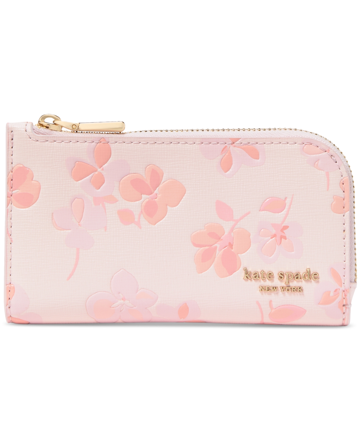 KATE SPADE DEVIN SPRING PANSIES SMALL SLIM LEATHER BIFOLD WALLET 
