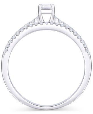 Diamond Emerald Cut Double-Row Engagement Ring (1/2 ct. t.w.) in 14k White Gold