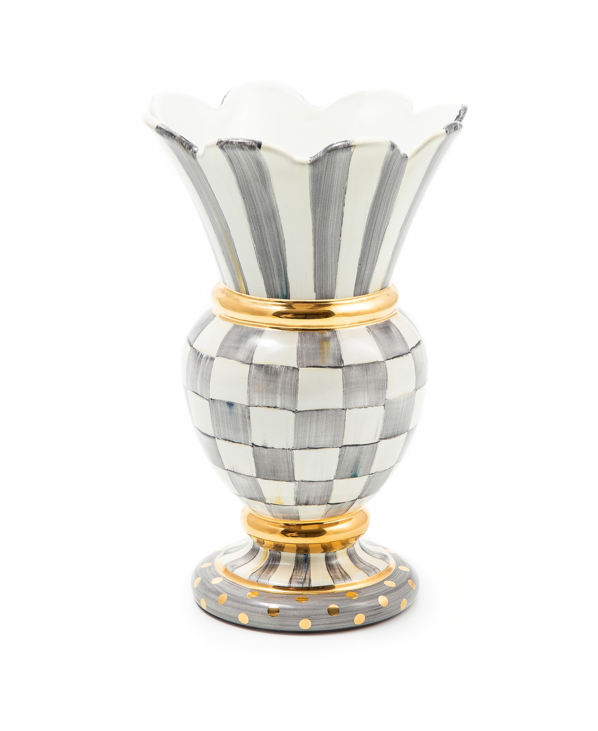 Mackenzie-childs Sterling Check Great Vase