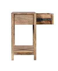 Rattan Front Drawer Side Table – Mango Wood with Open Shelf