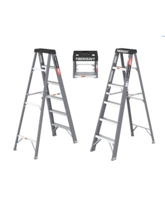 Fibreglass Step Ladder 6-Step 250lbs Gray