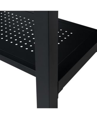 32" Bathroom Vanity with White Ceramic Sink & Faucet,Freestanding Bathroom Cabinet with 2 Storage Doors and Open iron Shelf