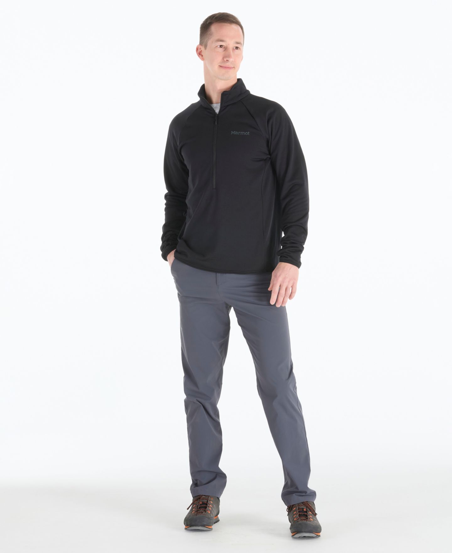 Мужская куртка Marmot Leconte Fleece Half-Zip Logo, цвет: Чёрный — фото 3