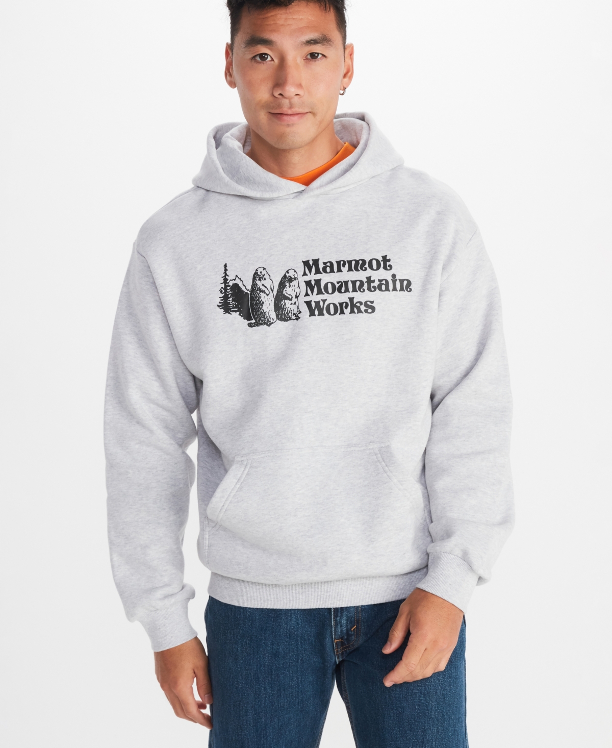 Men's Mmw Logo Fleece Pullover Hoodie Sweatshirt - Light Grey Heather