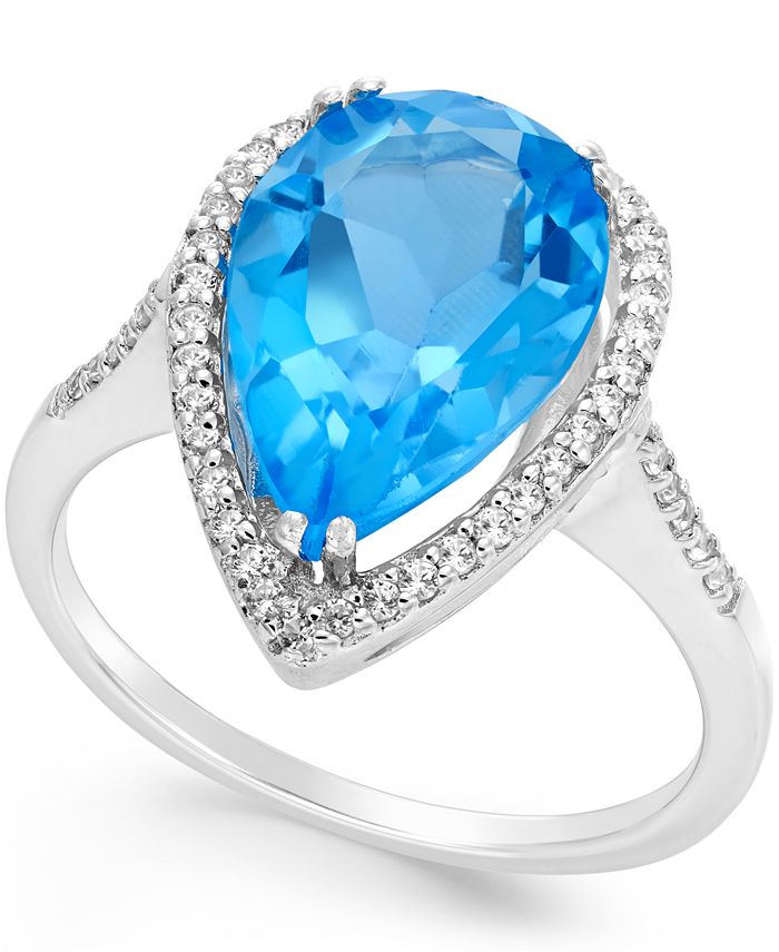 Macy's - Blue and White Topaz Halo Ring (5 ct. t.w.) in Sterling Silver